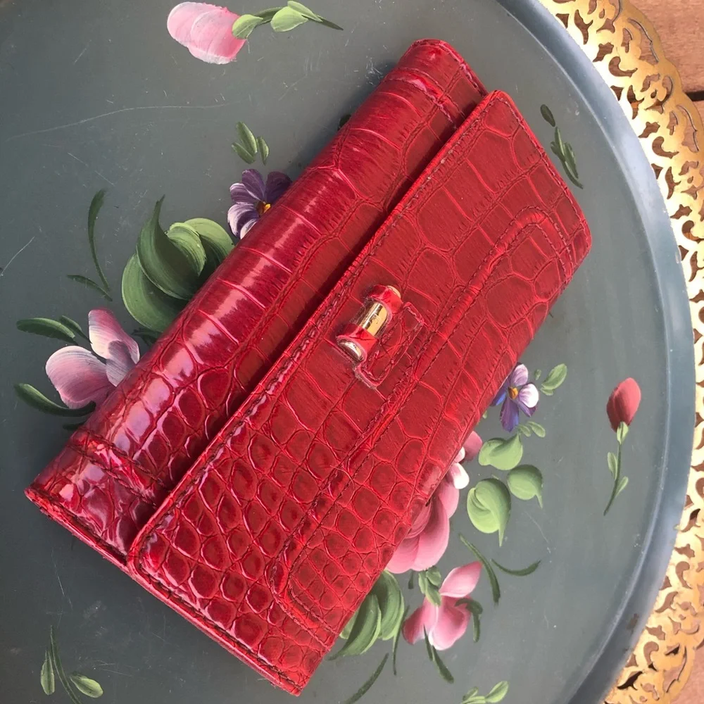 Liz Claiborne Red Embossed Wallet